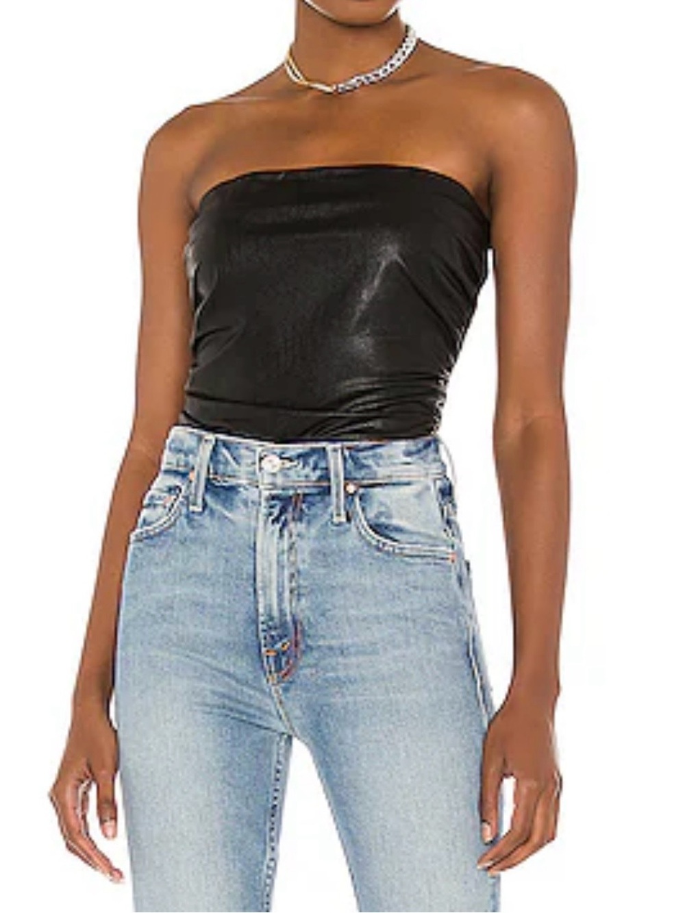 Amanda Uprichard x revolve palma faux leather tube top black size L
